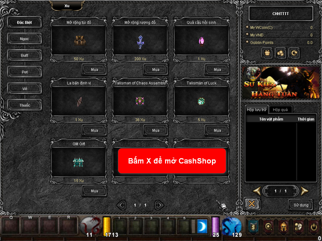 Chức năng chính của Game MU Tiên Phong